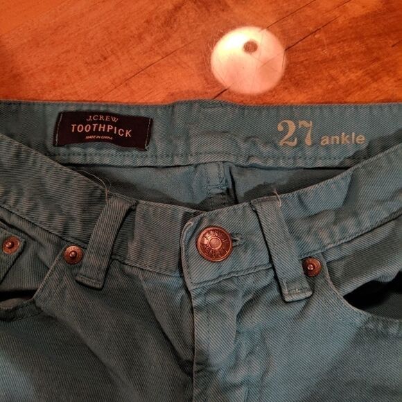 J. Crew Toothpick Ankle Jeans Teal size 27 - Picture 4 of 5